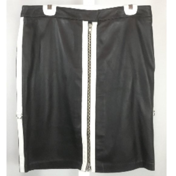 Danier Black & White Leather Skirt  (nearly new) - Picture 1 of 3